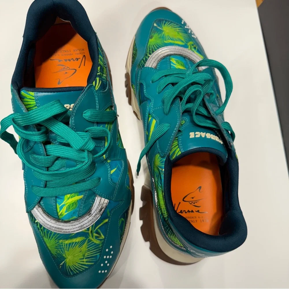 Versace Teal and Green Sneakers - Picture 6 of 9
